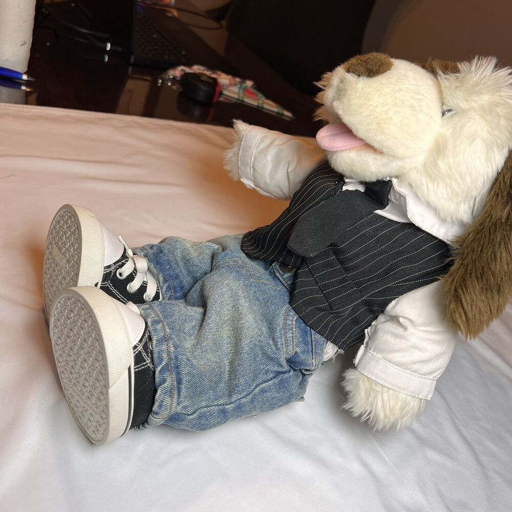 Build A Bear Workshop‎ BABW Brown White Puppy Dog Retired Jeans Sneakers Boxers - Picture 2 of 5